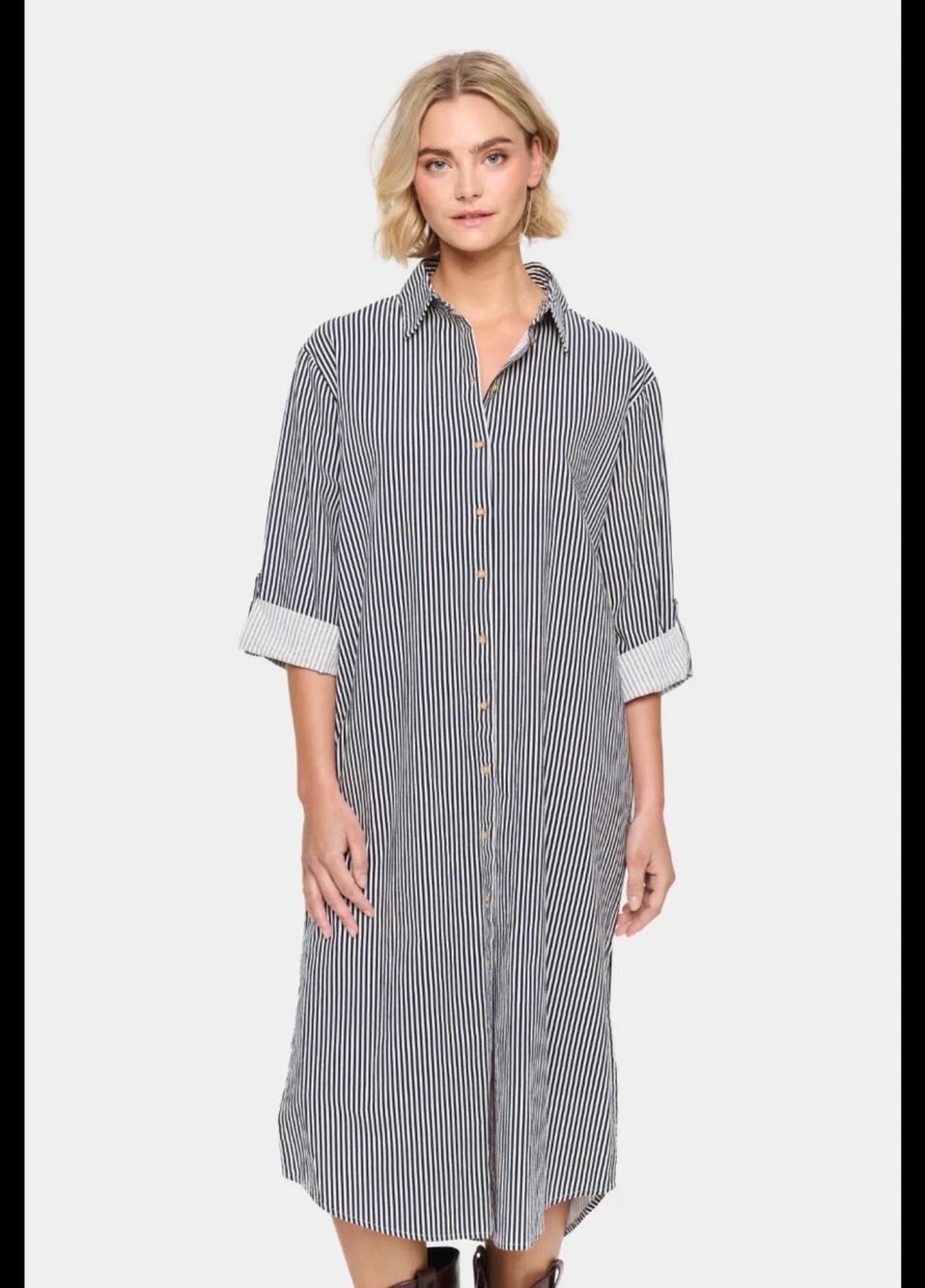 Chou yatou stripe shirt dress